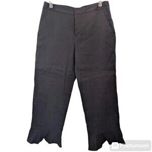NWT Kobi Halperin Karen Fringe Cuff Crop Viscose Pants Size 6 Navy